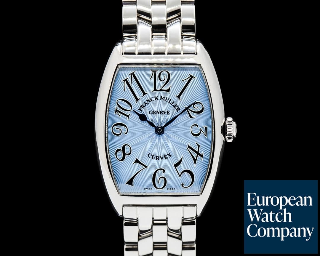 Image of Franck Muller 7502 QZ Cintree Curvex SS Blue Guilloche Dial