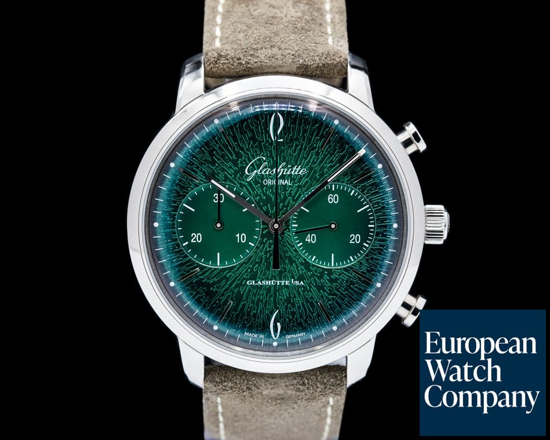 Image of Glashütte Original Sixties Chronograph Annual Edition SS Green Dial