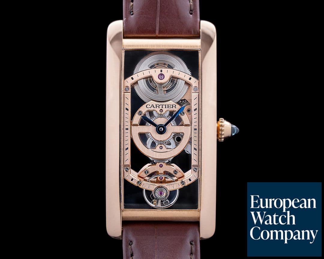 Image of Cartier WHTA0008 Tank Cintree Skeleton 18K Rose Gold Skeleton Dial LIMITED