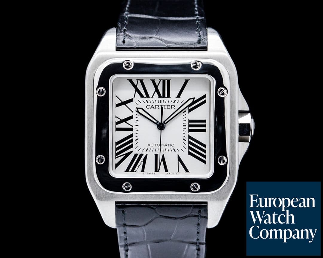 Image of Cartier W20073X8 Santos 100 XL SS Silver Dial