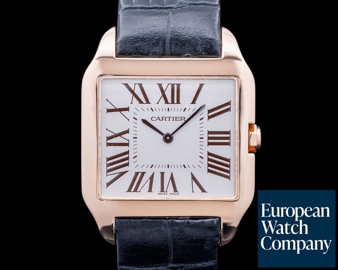 Image of Cartier W2006951 Santos-Dumont Large 18K Rose Gold Silver Dial