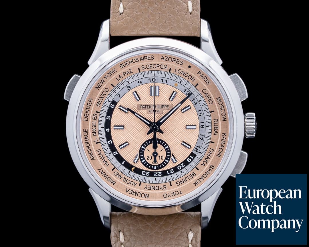 Image of Patek Philippe 5935A World Time Chronograph Flyback SS Salmon Dial