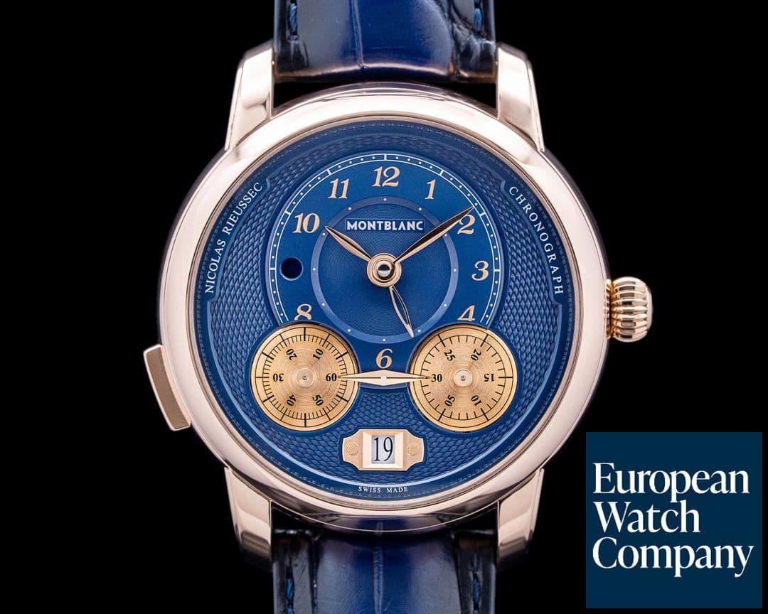 Image of Montblanc Star Legacy Nicolas Rieussec Chronograph 18K Rose Gold Blue Dial