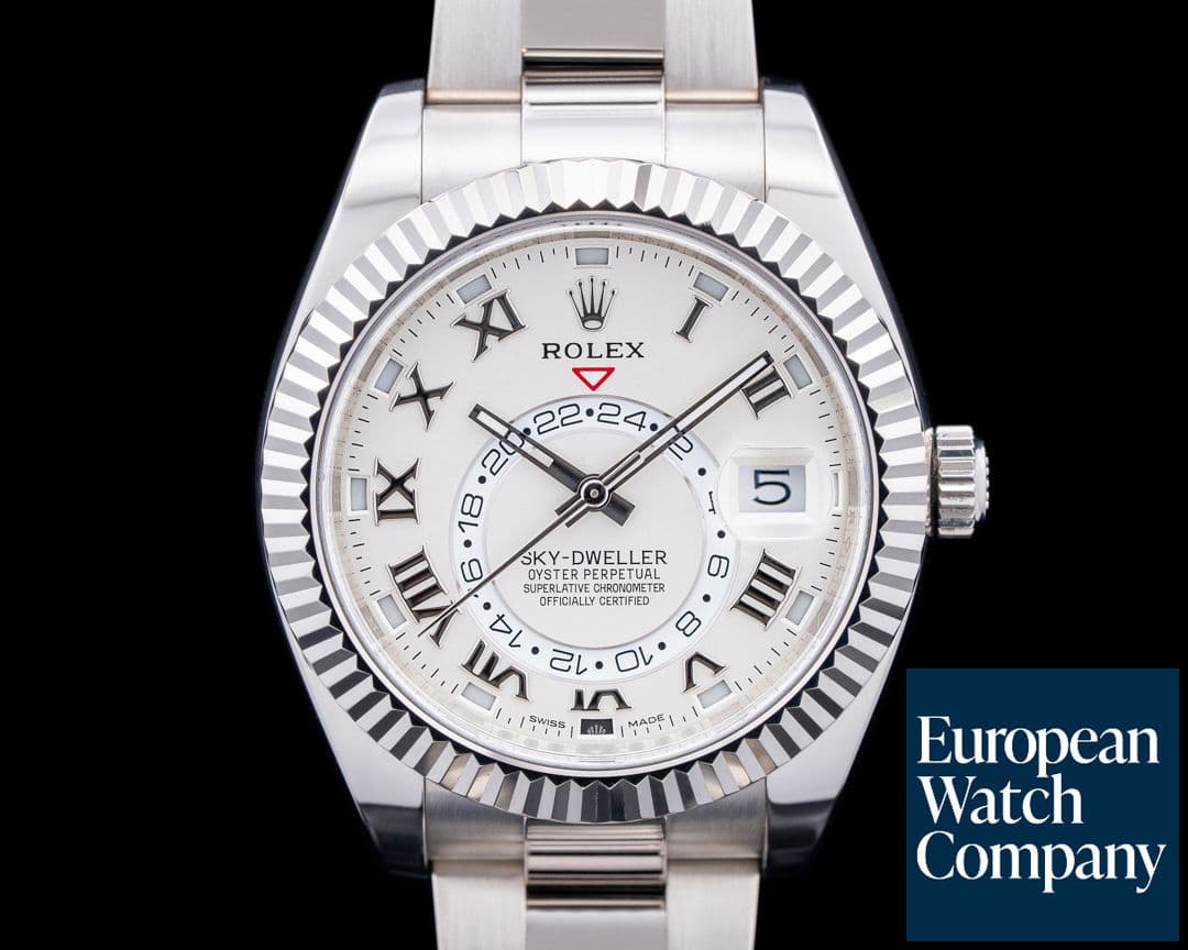 Image of Rolex 326939 Sky Dweller 18K White Gold Silver Roman Dial
