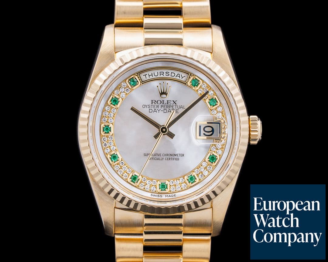 Image of Rolex 18238 Day-Date President 18K Yellow Gold Mother of Pearl Emerald Dial