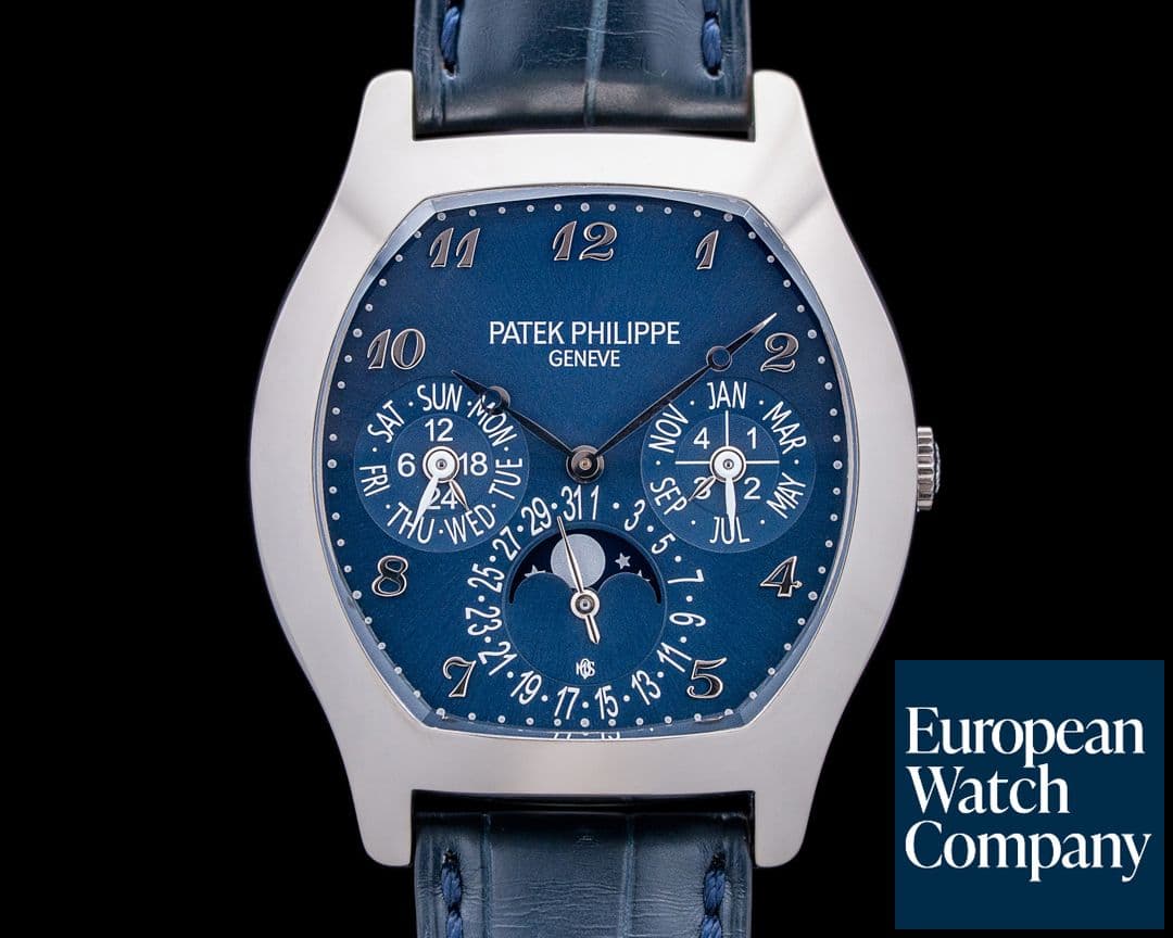 Image of Patek Philippe 5041G Perpetual Calendar Tonneau 18K WG Blue Dial UNIQUE PIECE