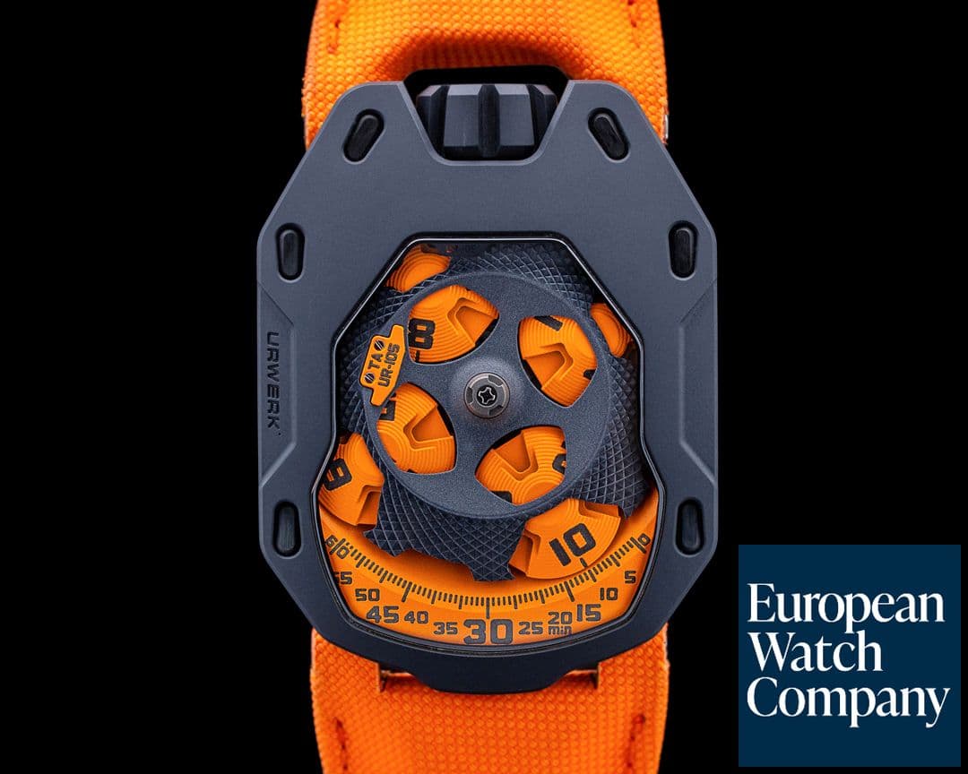Image of URWERK UR-105TA Clockwork Orange Black PVD Titanium Orange Dial LIMITED