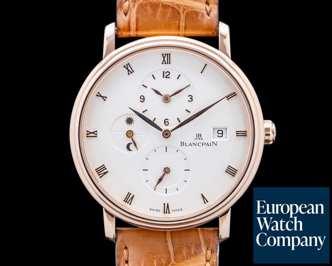 Image of Blancpain 6260 Villeret Time Zone Extra Flat 18K Rose Gold Silver Dial