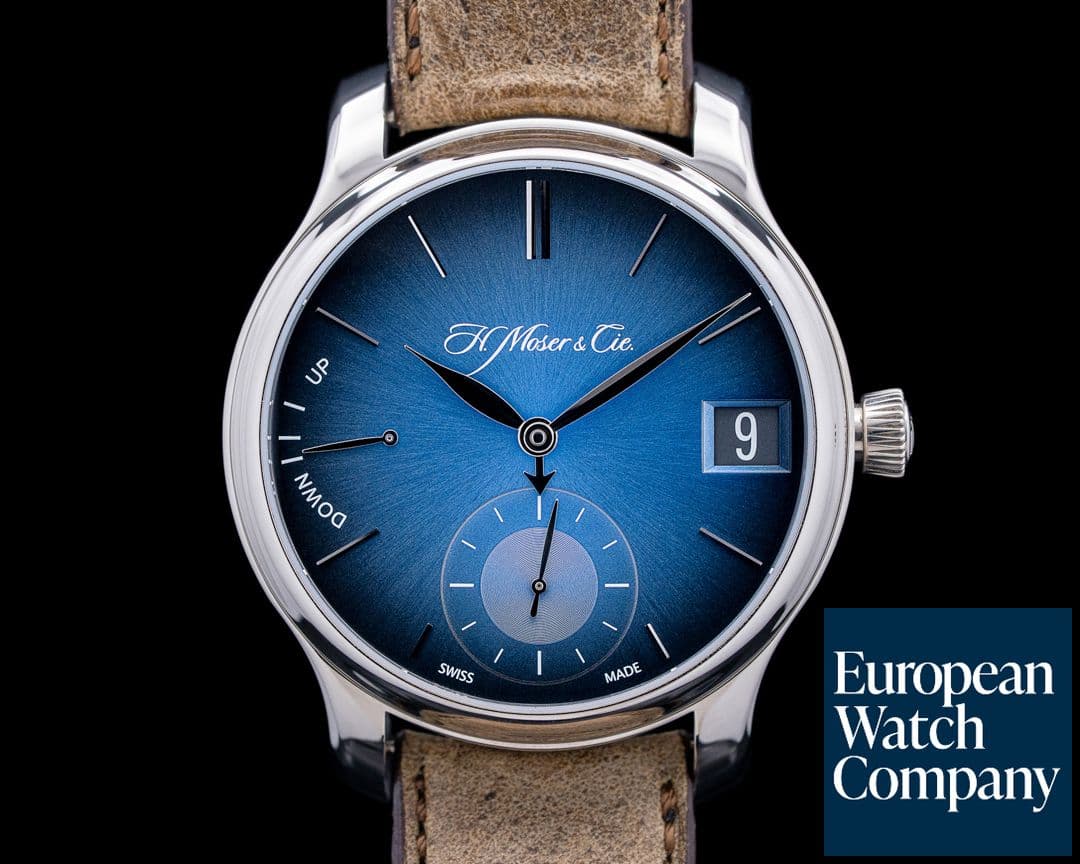 Image of H. Moser & Cie. 1341 Endeavour Perpetual Calendar 18K White Gold Funky Blue Dial
