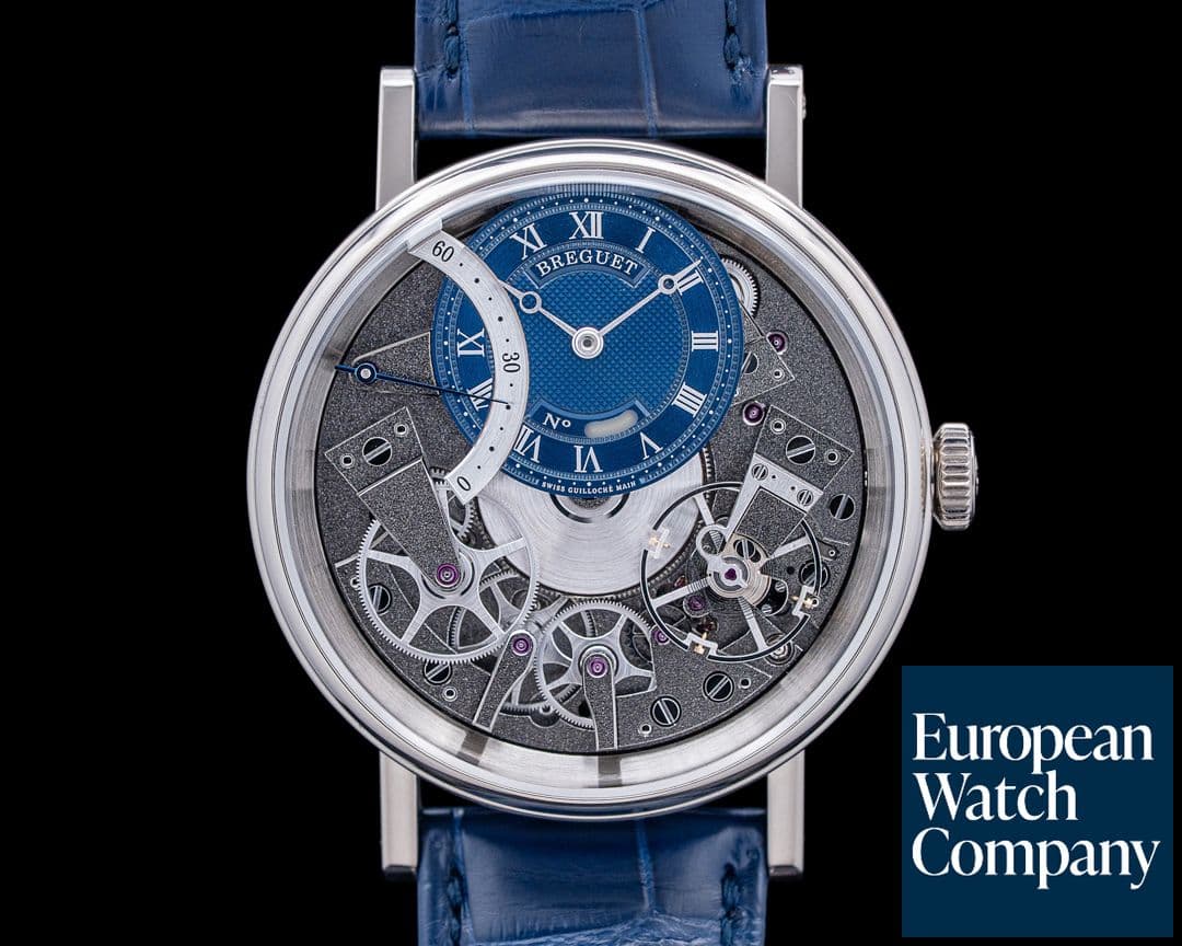 Image of Breguet 7097BB Tradition Seconde Retrograde 18K White Gold Blue Skeleton Dial