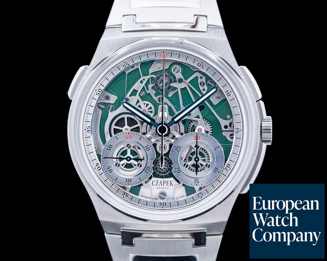 Image of Czapek & Cie Antarctique Rattrapante SS Green Skeleton Dial LIMITED