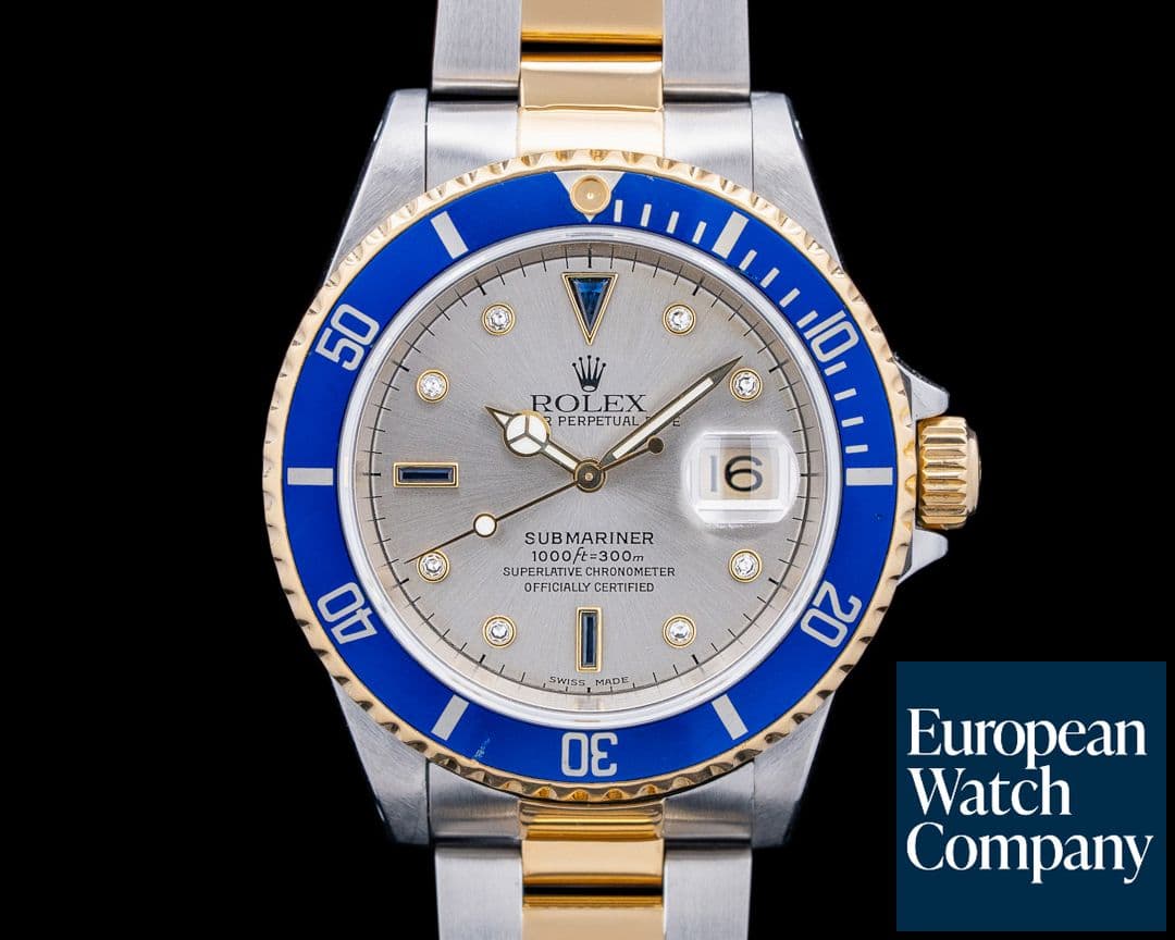 Image of Rolex 16613 Submariner "Serti" 18K YG / SS Silver Dial Circa. 1999