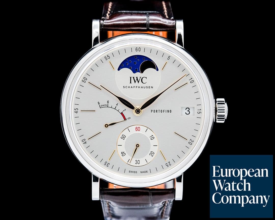 Image of IWC IW516401 Portofino Hand-Wound Moon Phase SS Silver Dial