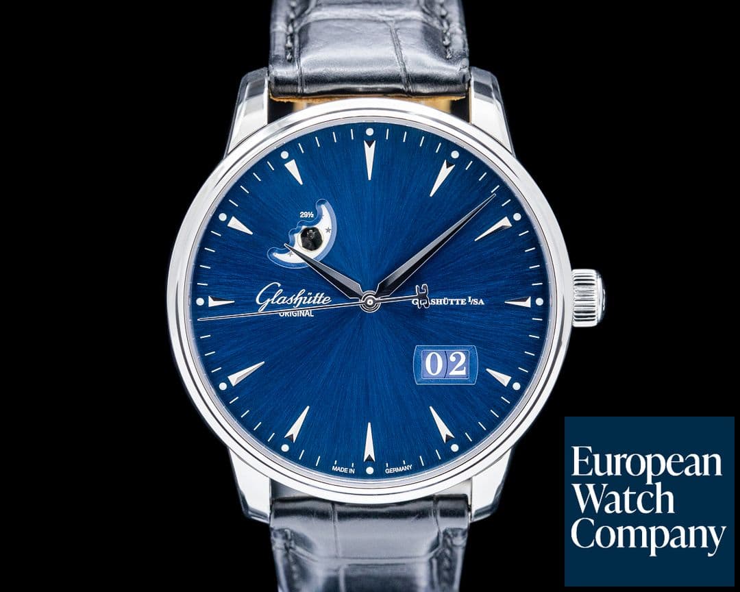 Image of Glashütte Original Senator Excellence Panorama Date Moon Phase SS Blue Dial