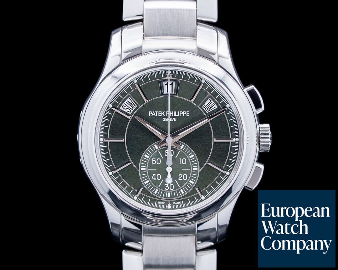 Image of Patek Philippe 5905 Annual Calendar Chronograph SS Olive Green Dial