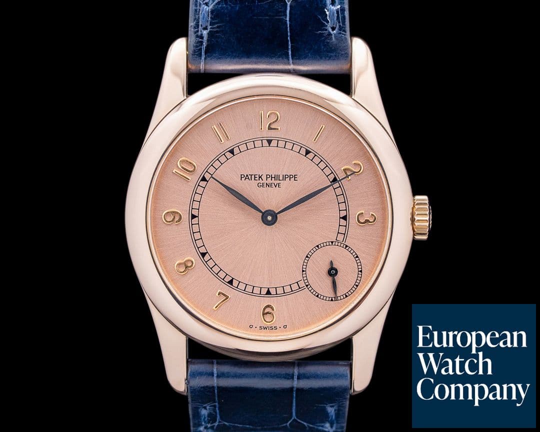 Image of Patek Philippe 5000R-001 Calatrava 18K Rose Gold Pink Sunburst Dial