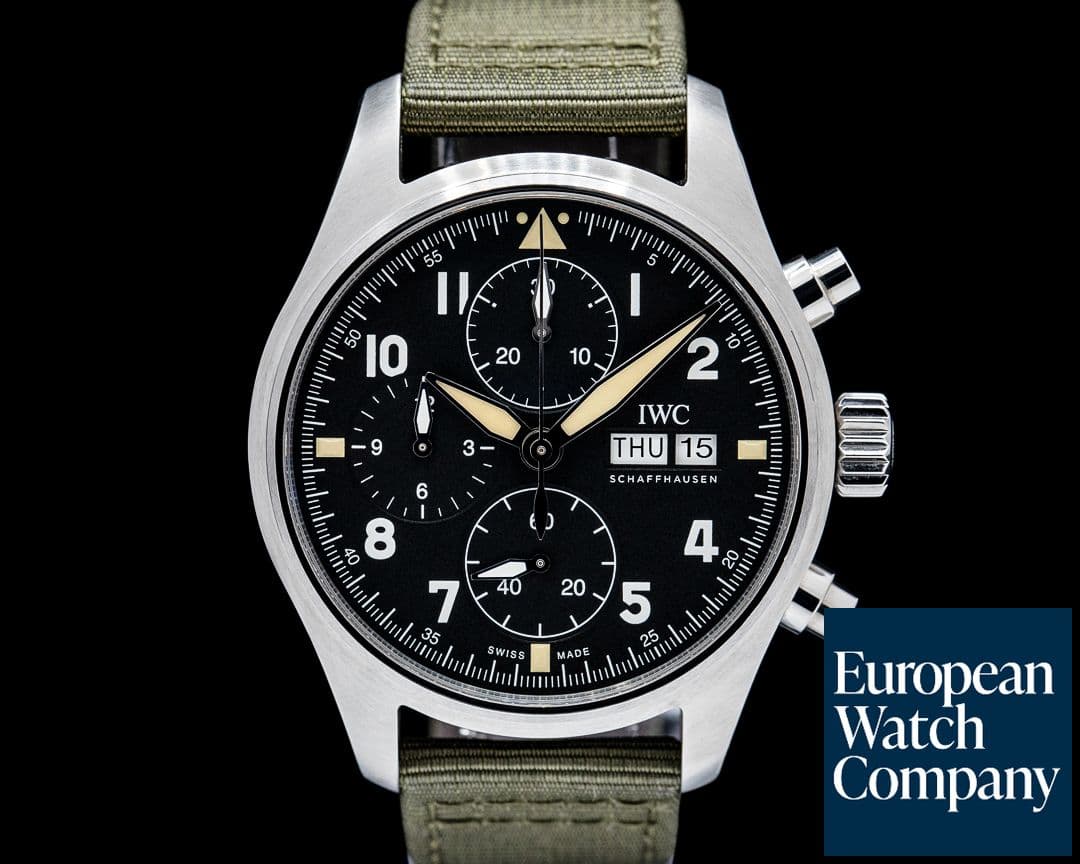 Image of IWC IW387901 Pilot's Watch Chronograph Spitfire SS Black Dial