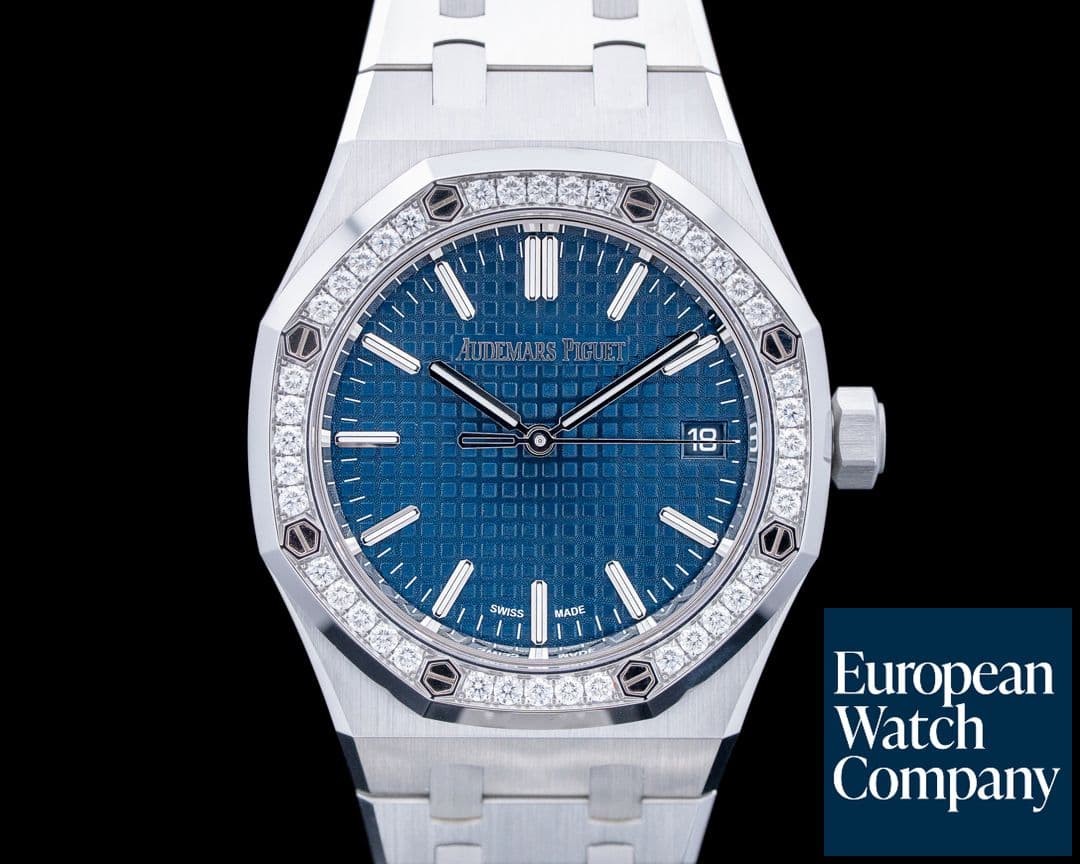 Image of Audemars Piguet 77451ST Royal Oak 34 Diamond Bezel SS Blue Dial UNWORN