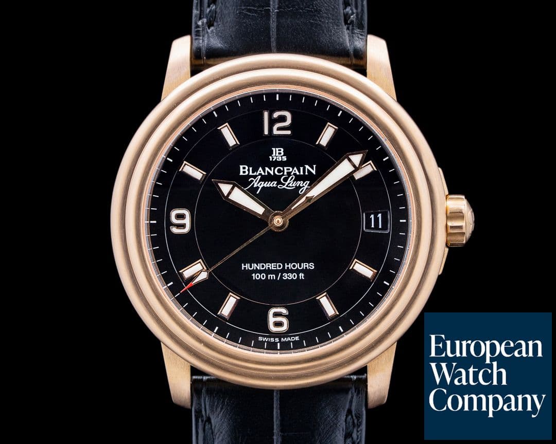 Image of Blancpain 2100 Leman Aqua Lung Ultra Slim 18K Rose Gold Black Dial LIMITED