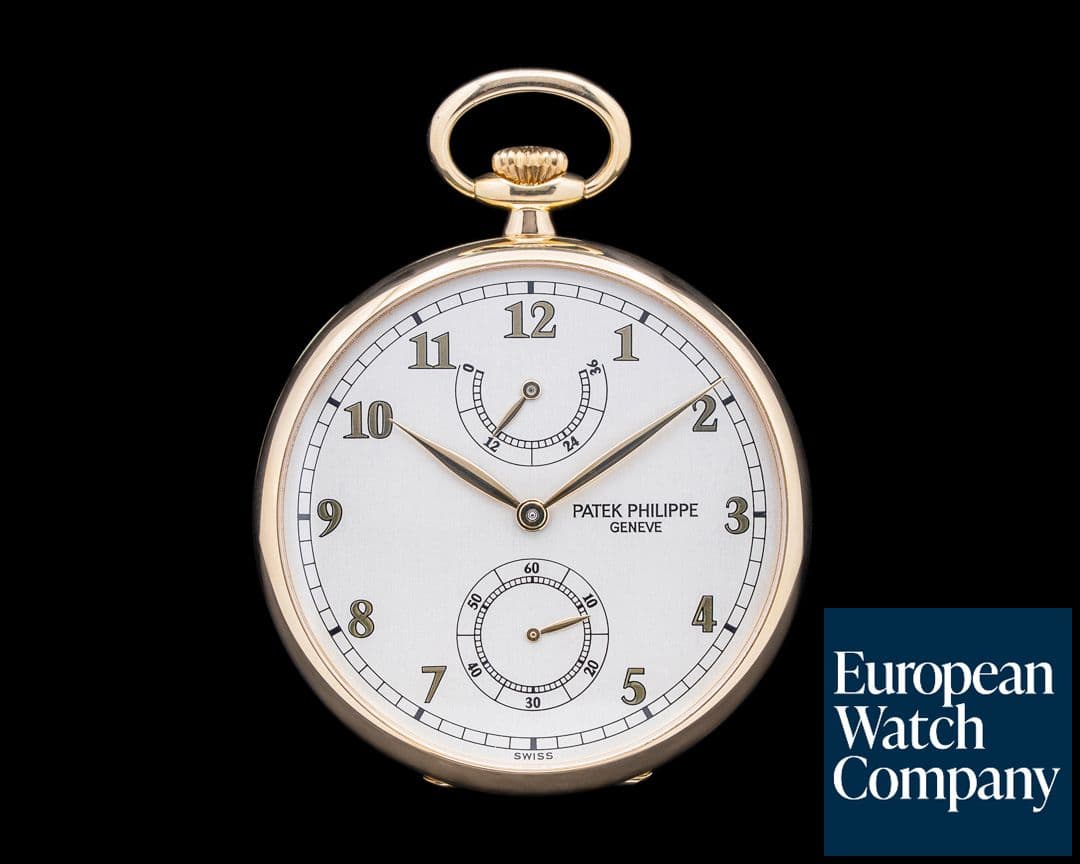 Image of Patek Philippe 972/1J-010 Lepine Open-Faced Pocket Watch 18K Yellow Gold Silver Dial