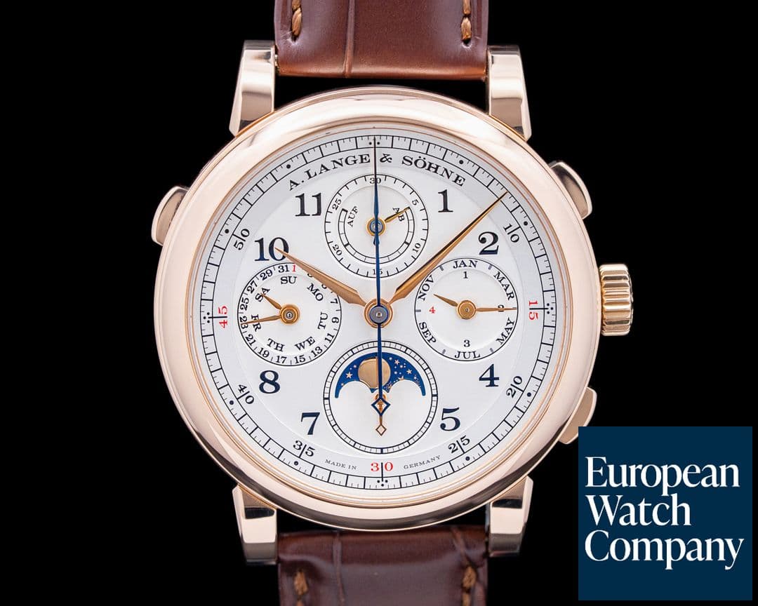 Image of A. Lange & Söhne 421.032FE 1815 Rattrapante Perpetual Calendar 18K Rose Gold Silver Dial