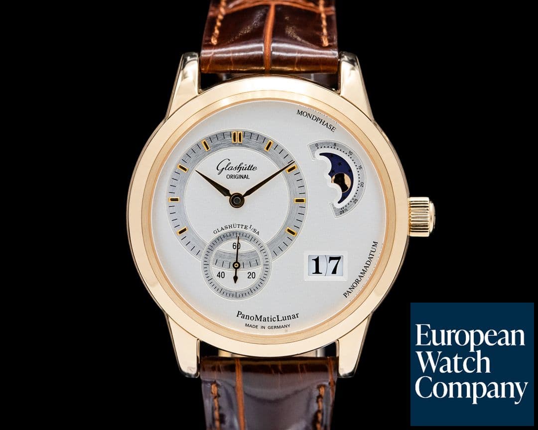 Image of Glashütte Original PanoMaticLunar 18K Rose Gold Silver Dial