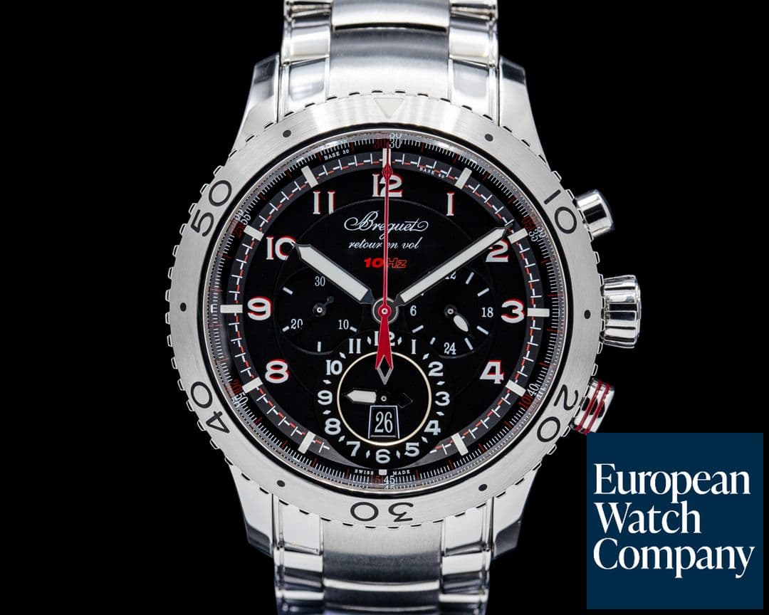 Image of Breguet 3880ST Type XXII Transatlantique Flyback SS Black Dial