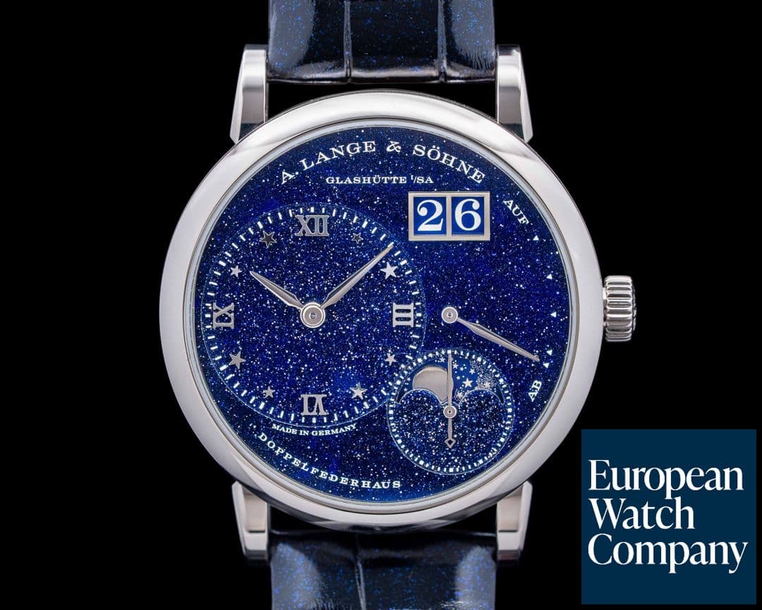 Image of A. Lange & Söhne 182.086 Little Lange 1 Moon Aventurine 18K WG Blue Dial