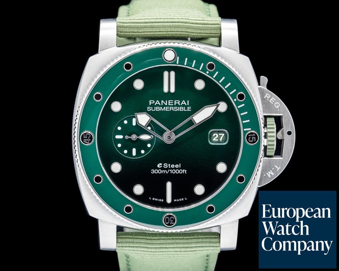 Image of Panerai Submersible QuarantaQuattro Verde Smeraldo eSteel Green Dial UNWORN LE