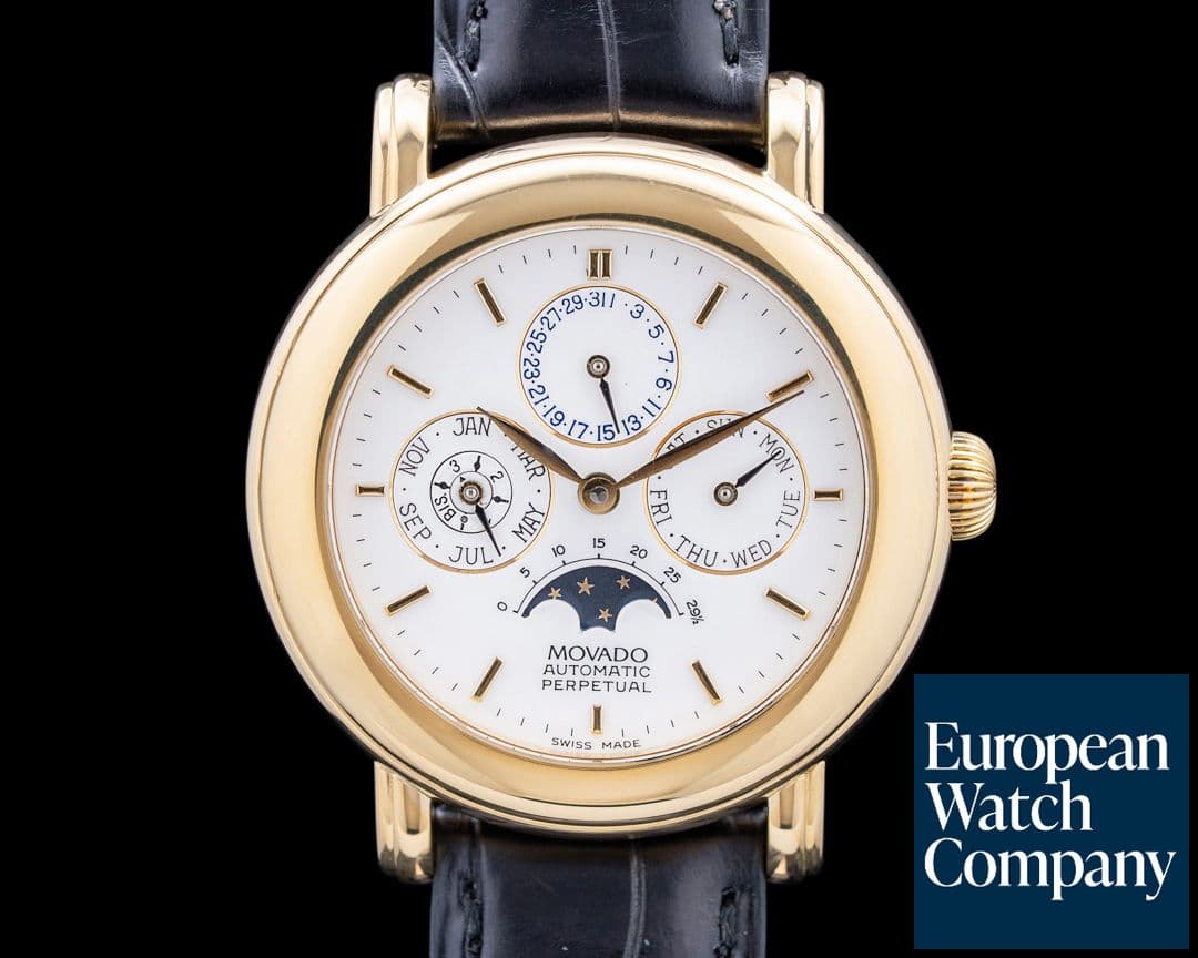 Image of Movado 1881 Automatic Perpetual Calendar 18K Yellow Gold White Dial