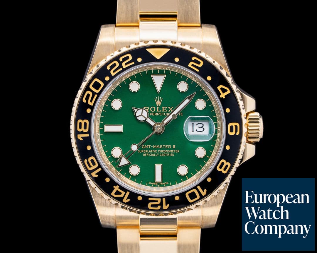 Image of Rolex 116718LN GMT-Master II 18K Yellow Gold Green Dial Circa. 2006