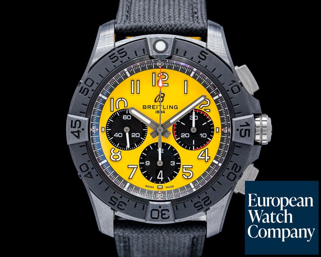 Image of Breitling SB0147 Avenger B01 Chronograph 44 Night Mission Ceramic Yellow Dial