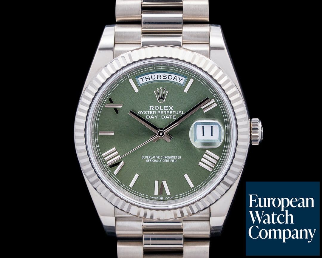 Image of Rolex 228239 Day-Date 40MM 18K White Gold Green Roman Dial