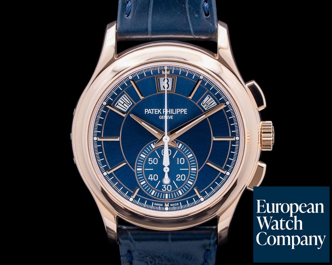 Image of Patek Philippe 5905R Annual Calendar Chronograph 18K Rose Gold Blue Dial 2026