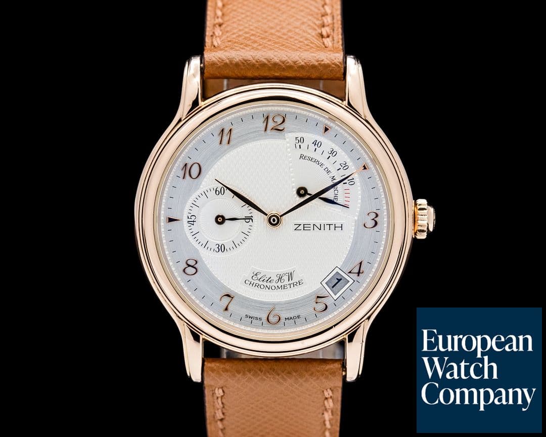 Image of Zenith Chronomaster Elite Reserve de Marche 18K Rose Gold Silver Dial