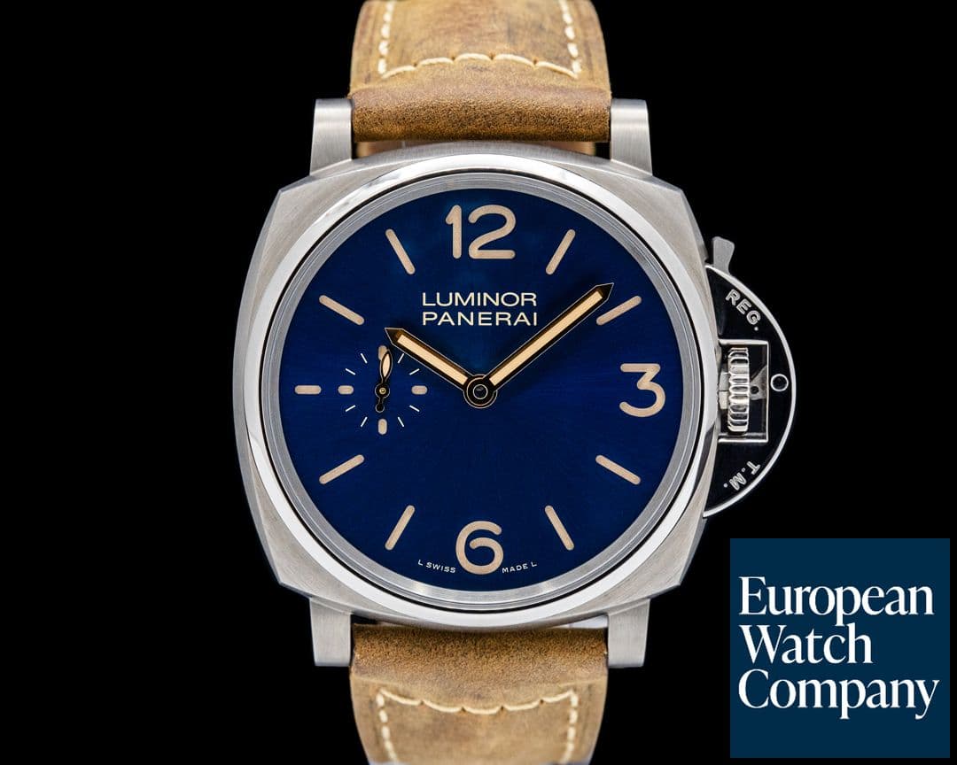 Image of Panerai PAM00728 Luminor Due 3 Days Titanium Blue Dial