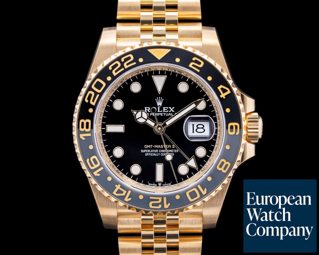 Image of Rolex 126718GRNR GMT-Master II 18K Yellow Gold Black Dial
