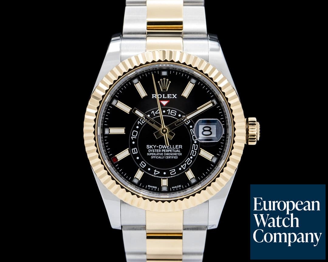 Image of Rolex 326933 Sky-Dweller 18K YG / SS Black Dial
