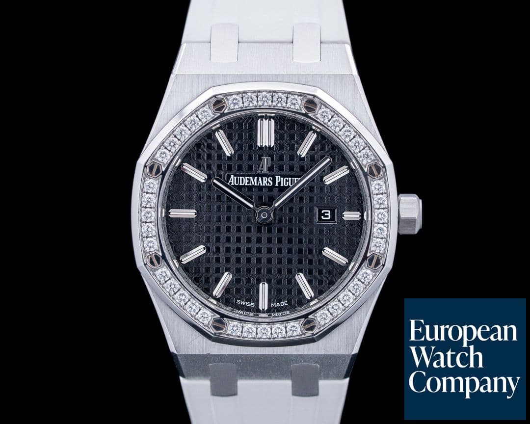 Image of Audemars Piguet 67651ST Lady Royal Oak Quartz Diamonds SS Black Dial