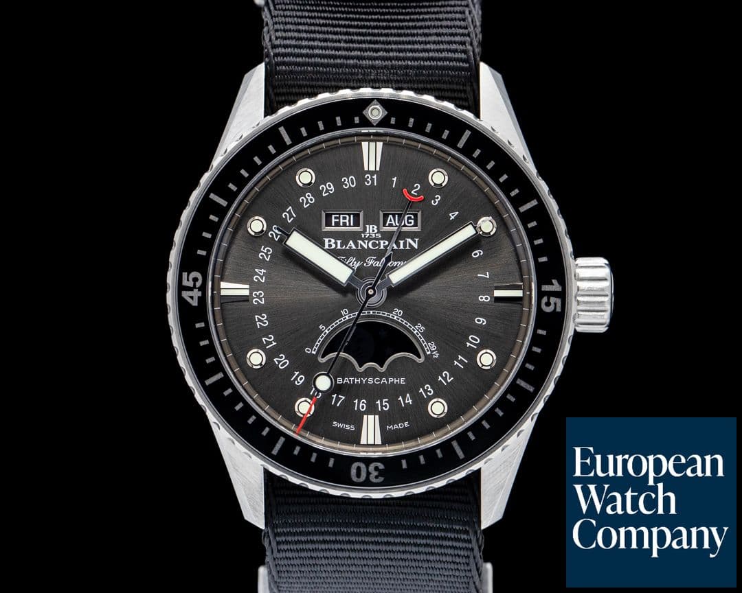 Image of Blancpain 5054 Fifty Fathoms Bathyscaphe Complete Calendar Moonphase SS Gray Dial
