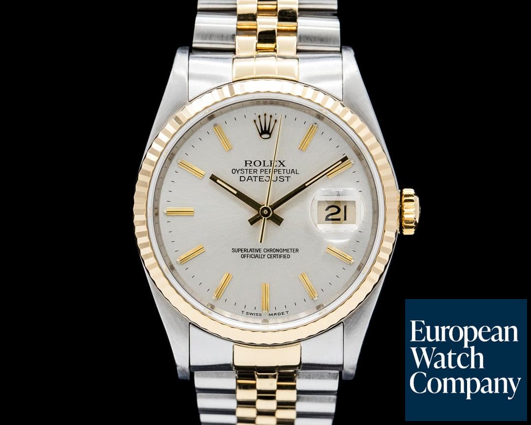 Image of Rolex 16233 Datejust 36 18K YG / SS Silver Dial Circa. 1990
