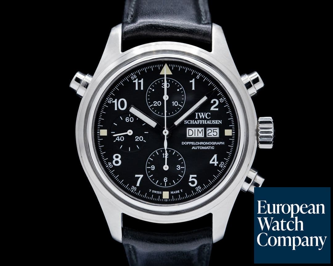 Image of IWC 3713 Pilot Double Chronograph SS Black Dial