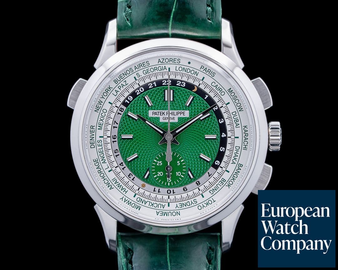 Image of Patek Philippe 5930P World Time Chronograph Platinum Green Dial