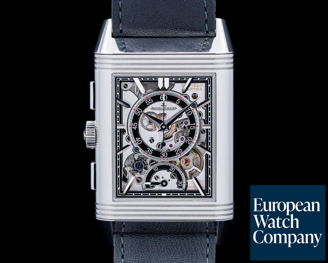 Image of Jaeger-LeCoultre Q389848J Reverso Tribute Chronograph SS Blue Dial