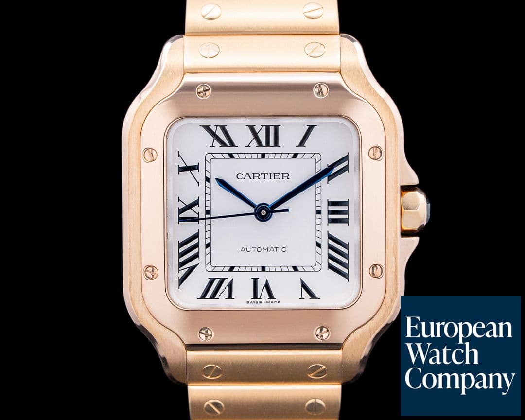 Image of Cartier WGSA0031 Santos de Cartier Medium 18K Rose Gold Silver Dial
