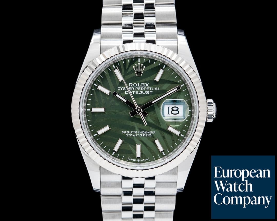Image of Rolex 126234 Datejust 36 Jubilee SS Green Palm Dial