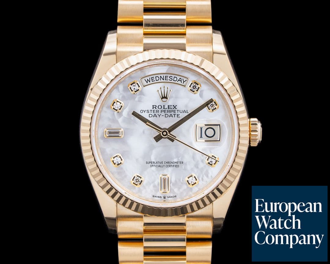 Image of Rolex 128238 Day-Date 36 18K Yellow Gold Mother of Pearl Diamond Dial