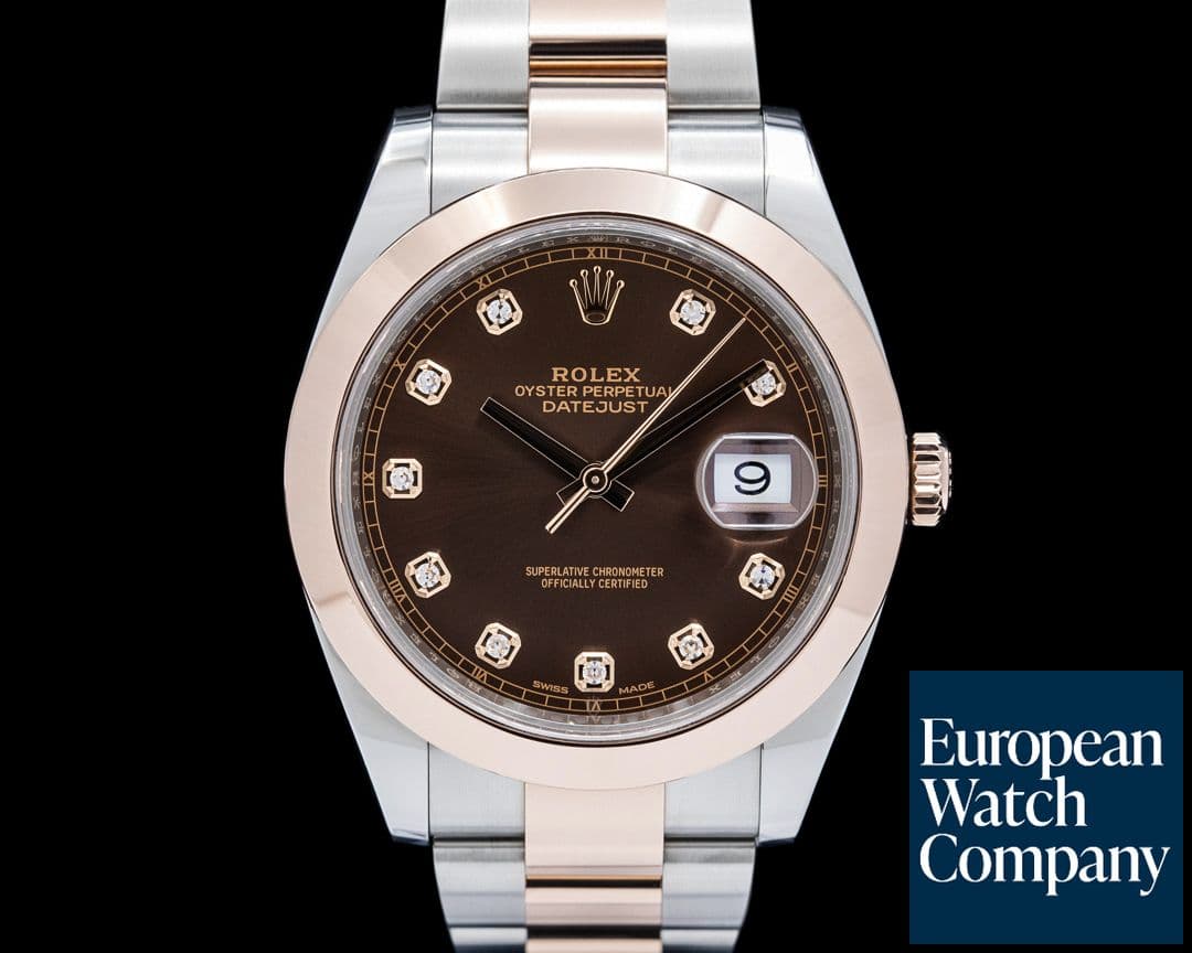 Image of Rolex 126301-0003 Datejust 41 SS / 18K RG Diamond Tobacco Brown Dial