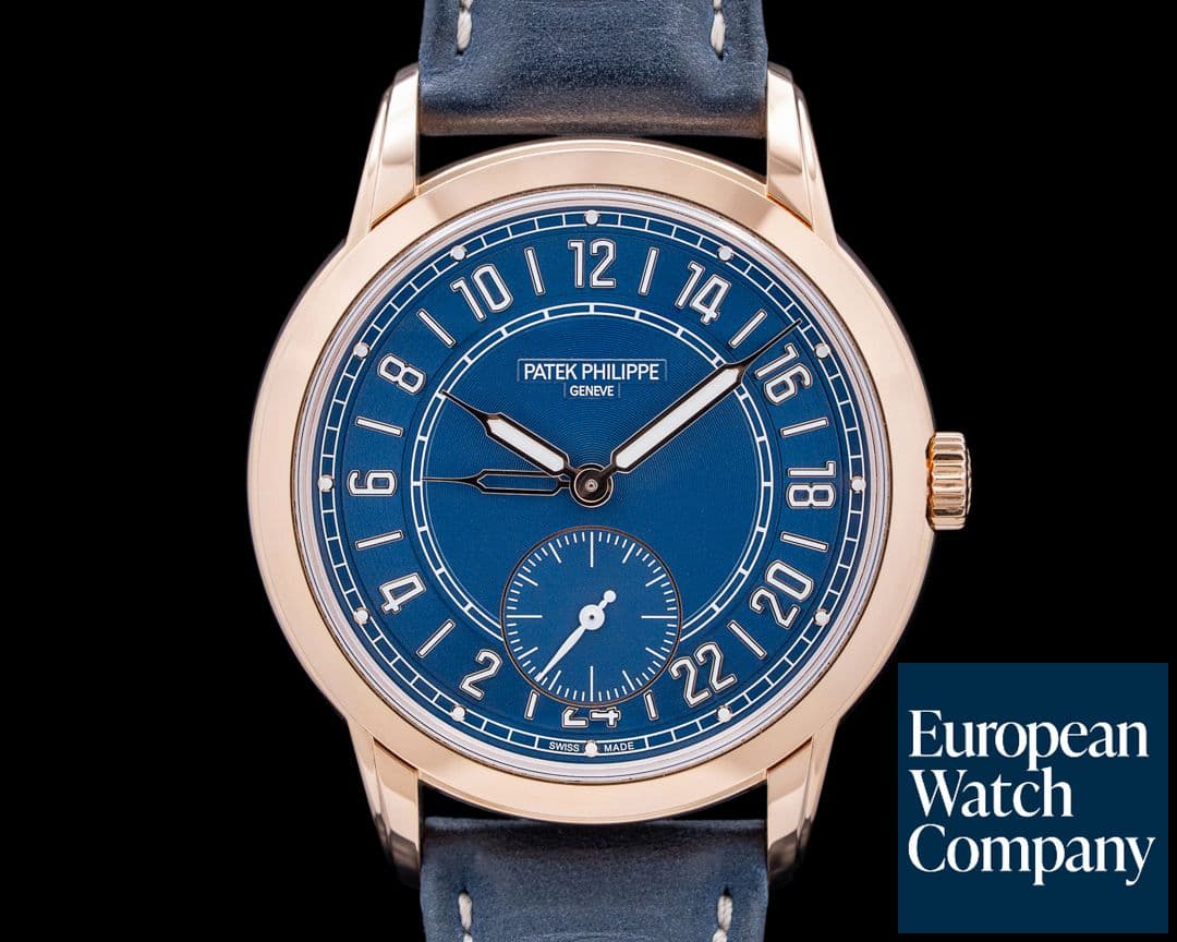 Image of Patek Philippe 5224R Calatrava 24-Hour Display Travel Time 18K Rose Gold Blue Dial