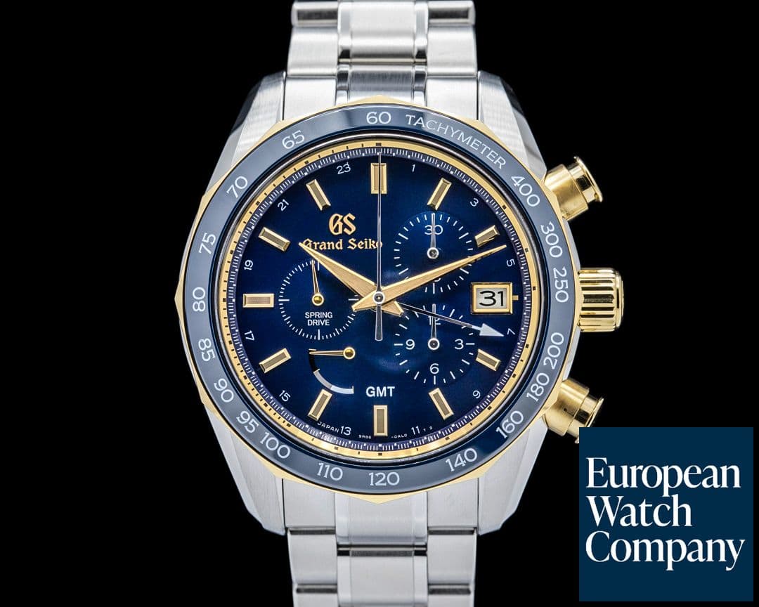 Image of Grand Seiko SBGC242 Spring Drive Chronograph GMT SS / 18K YG Blue Dial